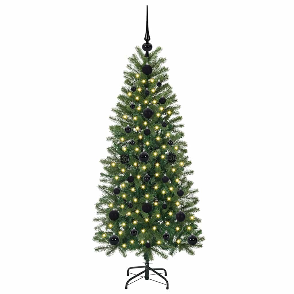 Kunstig juletre med 150 LED med stativ grønn 120 cm PE og PVC