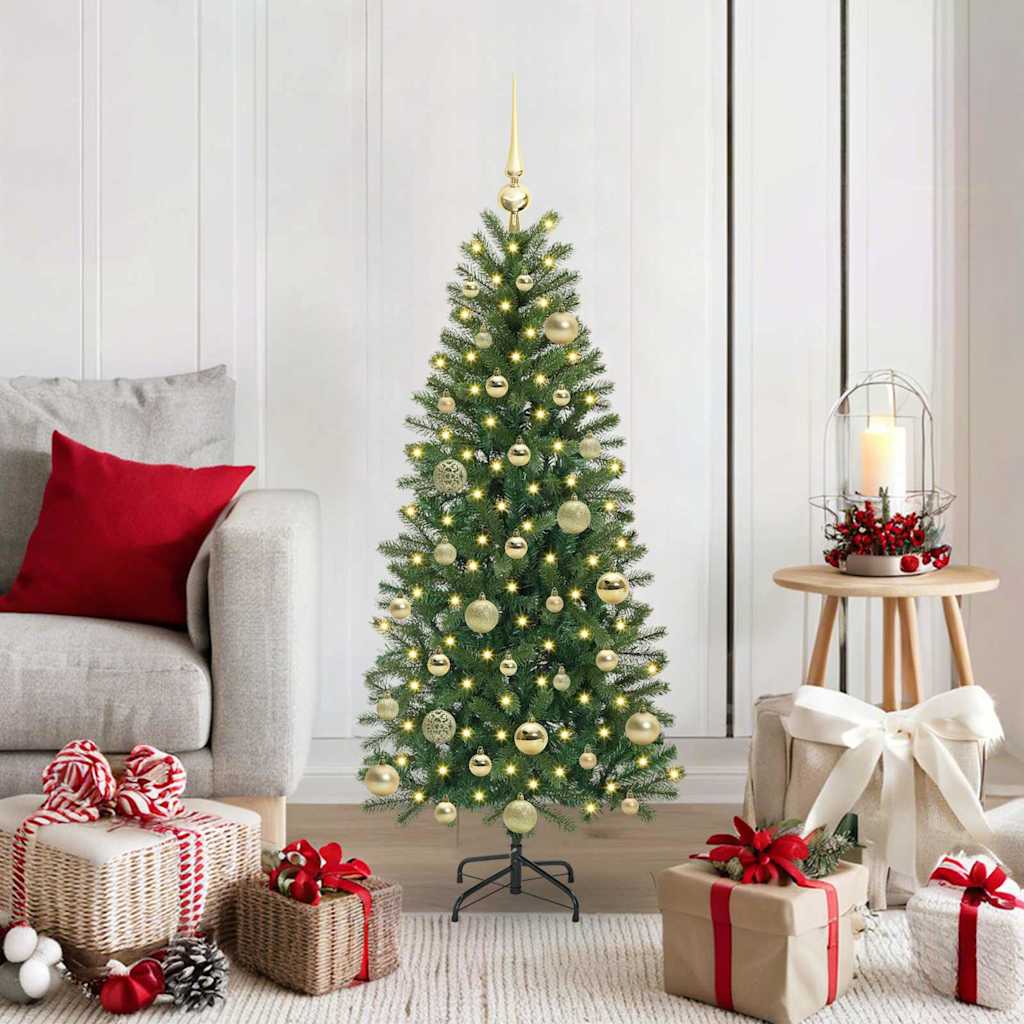 Kunstig juletre med 150 LED med stativ grønn 120 cm PE og PVC