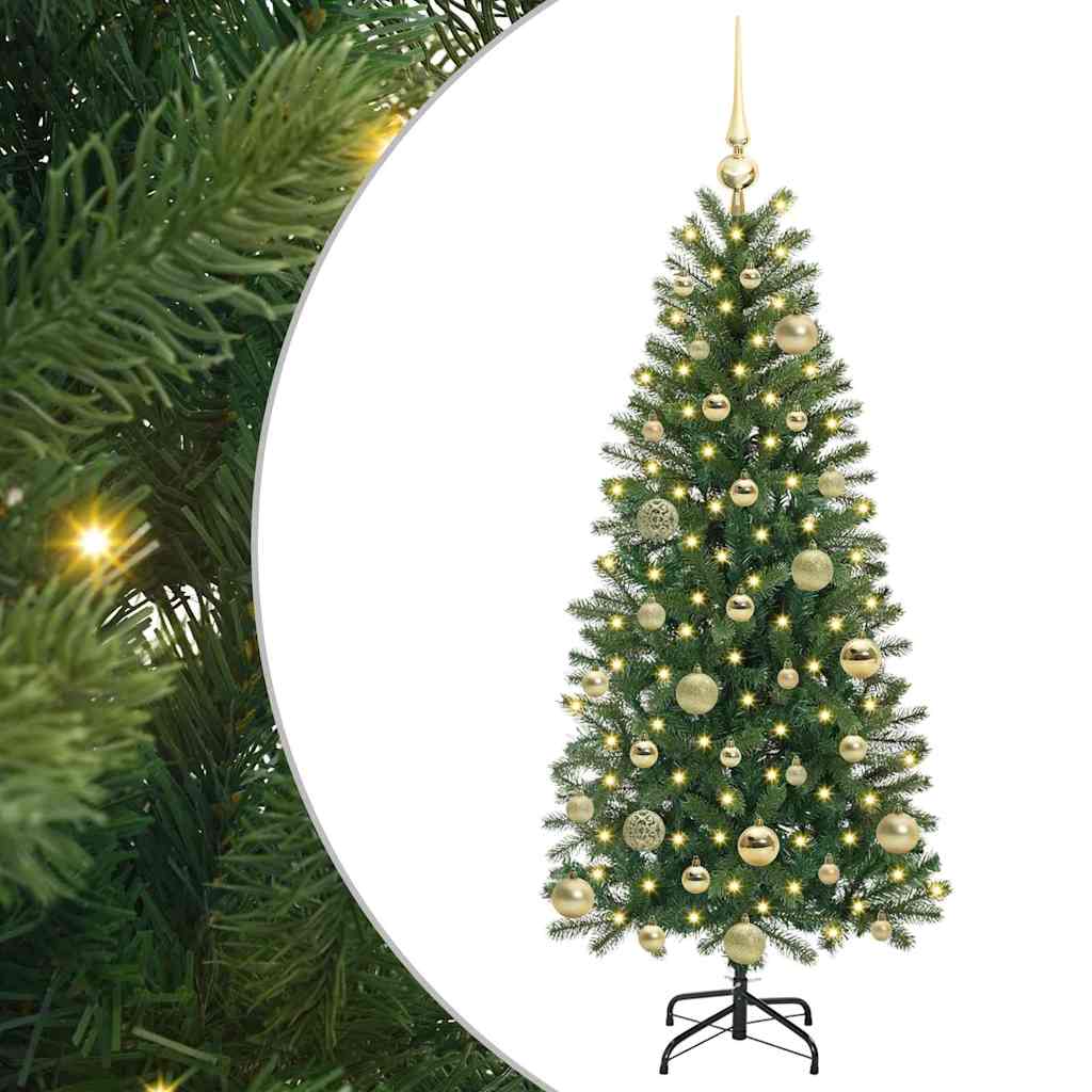 Kunstig juletre med 150 LED med stativ grønn 120 cm PE og PVC