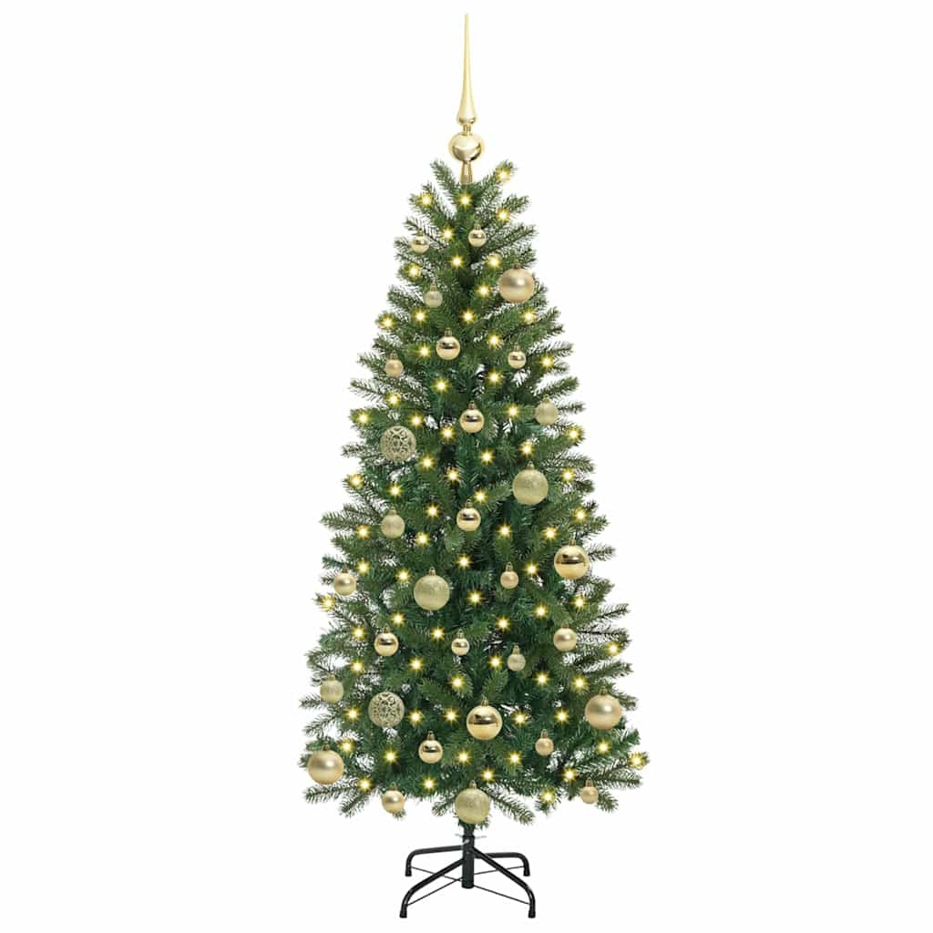 Kunstig juletre med 150 LED med stativ grønn 120 cm PE og PVC