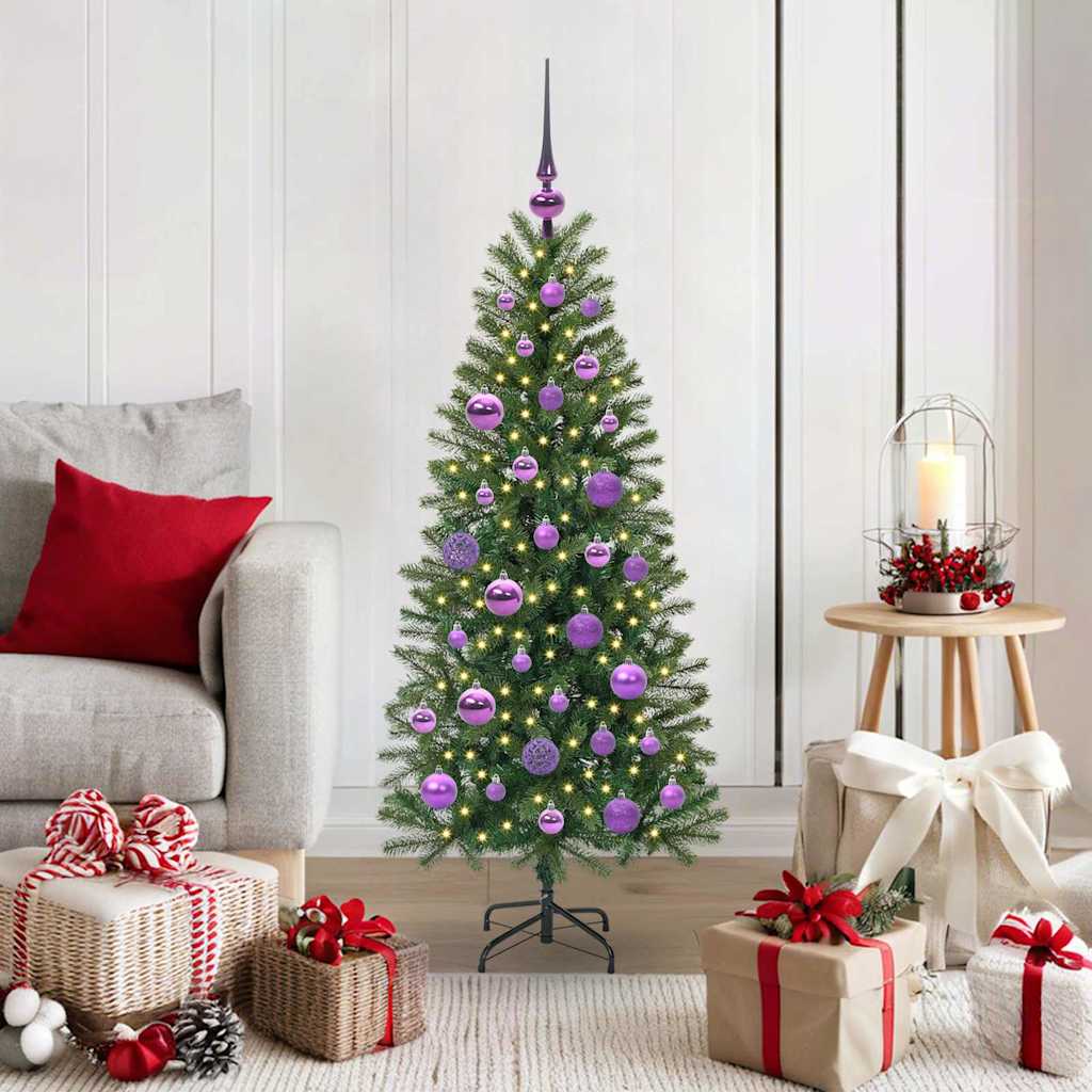 Kunstig juletre med 150 LED med stativ grønn 120 cm PE og PVC