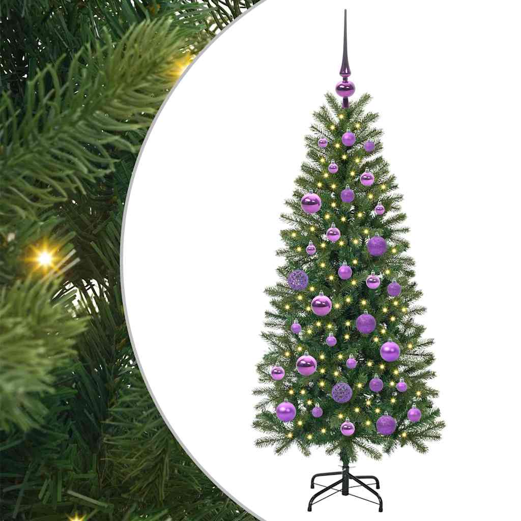 Kunstig juletre med 150 LED med stativ grønn 120 cm PE og PVC