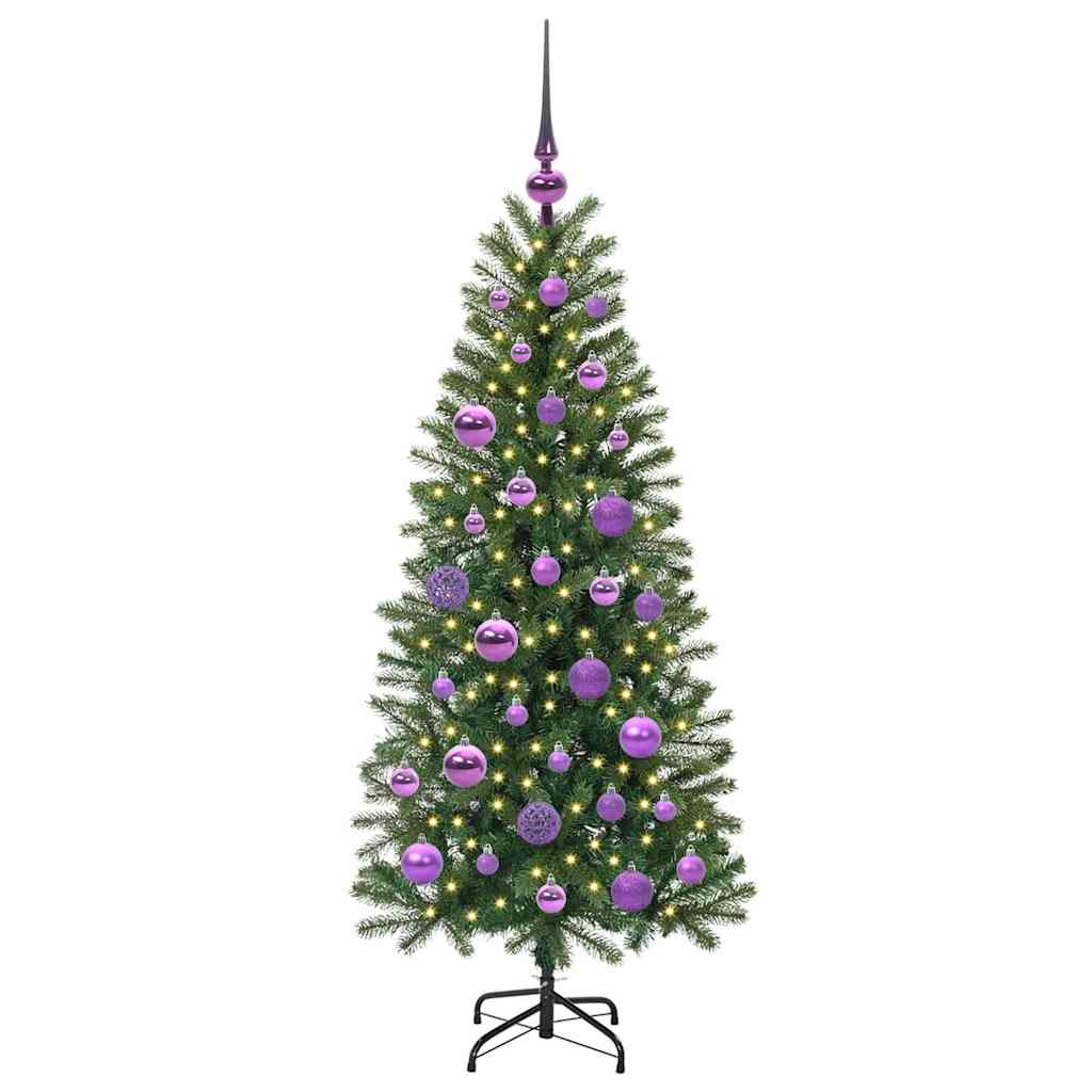 Kunstig juletre med 150 LED med stativ grønn 120 cm PE og PVC