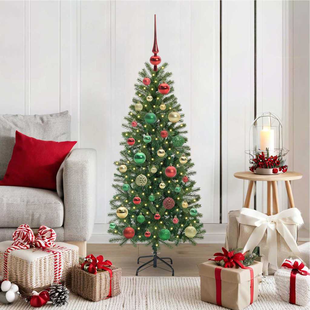 Kunstig juletre med 150 LED med stativ grønn 120 cm PE og PVC
