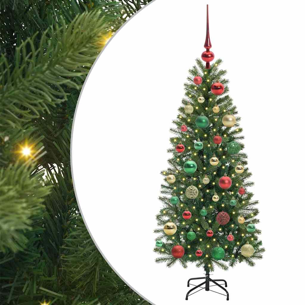 Kunstig juletre med 150 LED med stativ grønn 120 cm PE og PVC