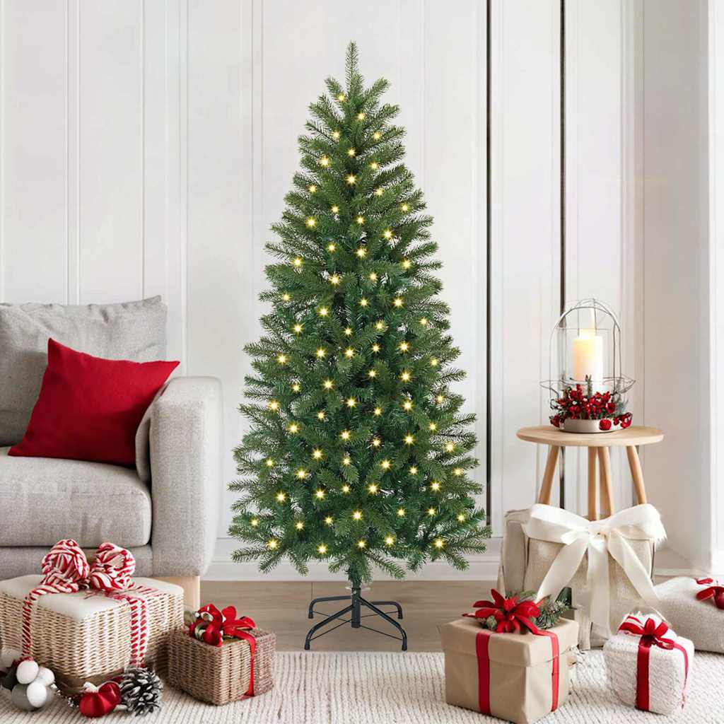 Kunstig juletre med 150 LED med stativ grønn 150 cm PE og PVC