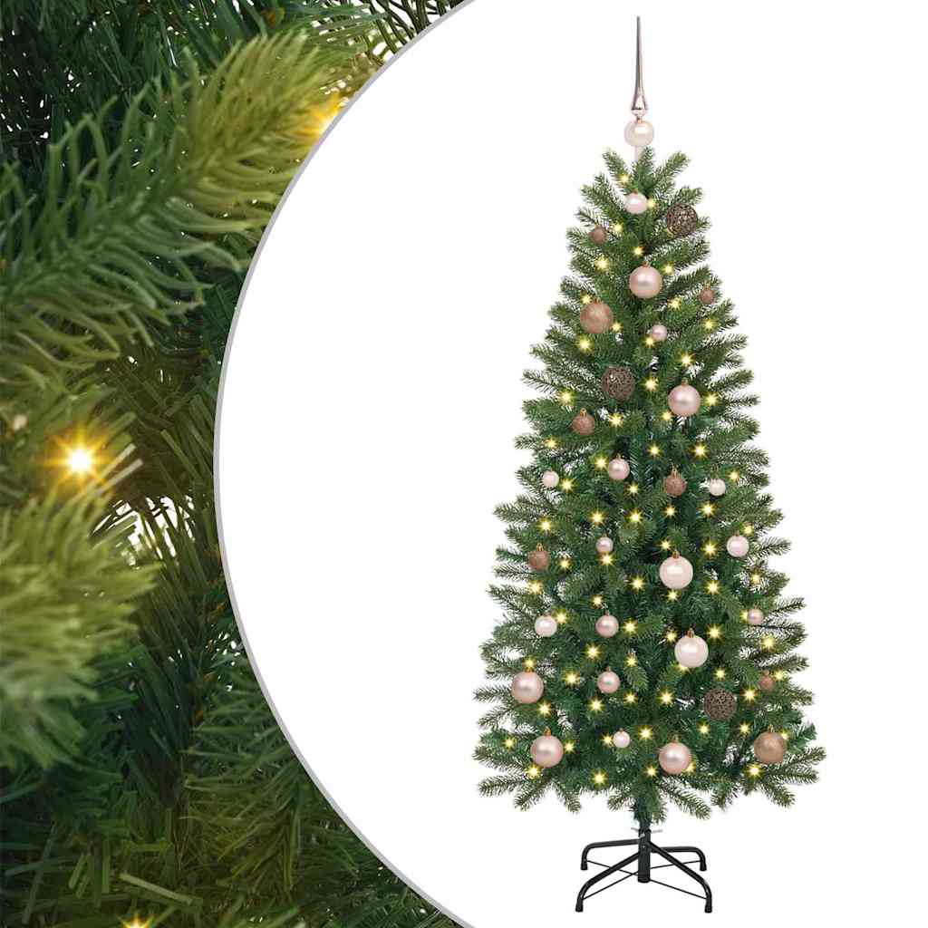 Kunstig juletre med 150 LED med stativ grønn 150 cm PE og PVC
