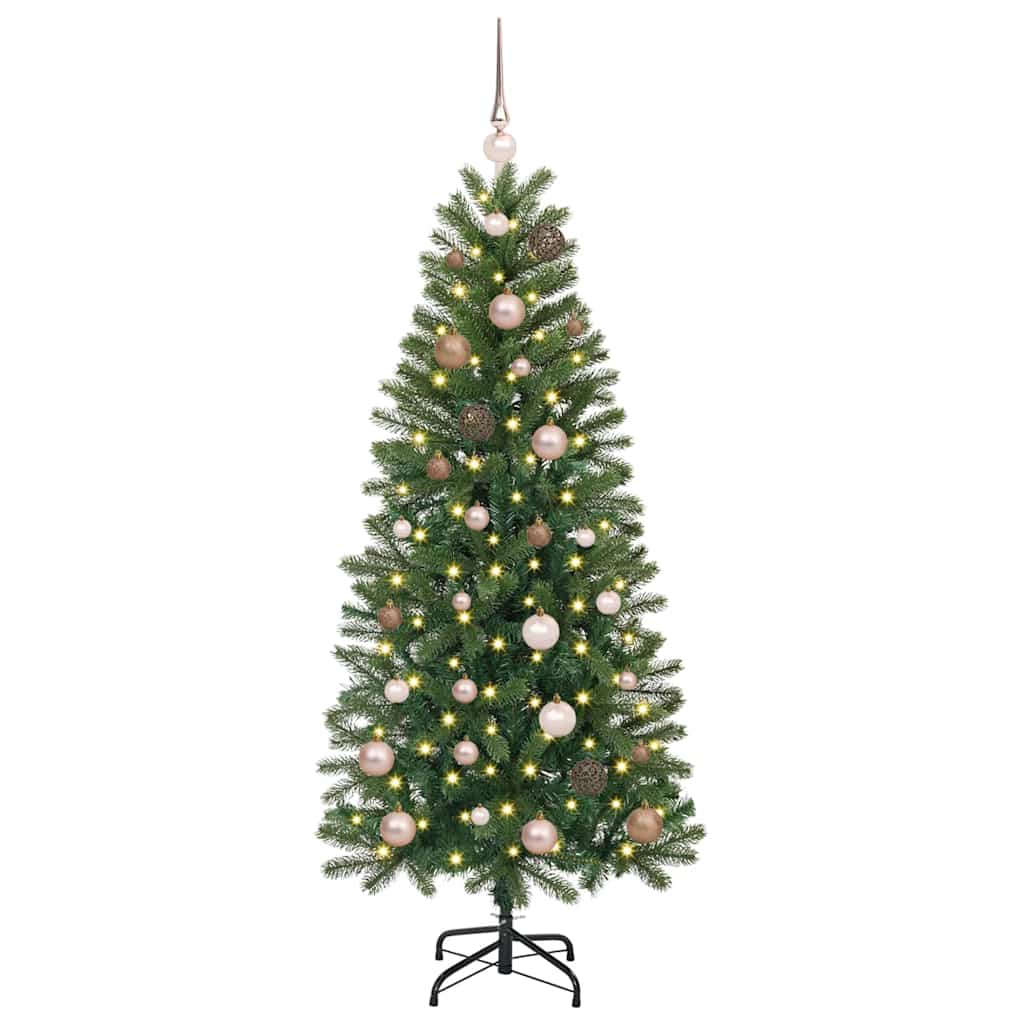 Kunstig juletre med 150 LED med stativ grønn 150 cm PE og PVC