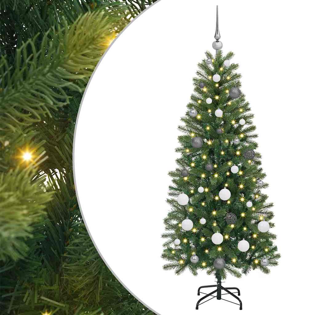 Kunstig juletre med 150 LED med stativ grønn 150 cm PE og PVC
