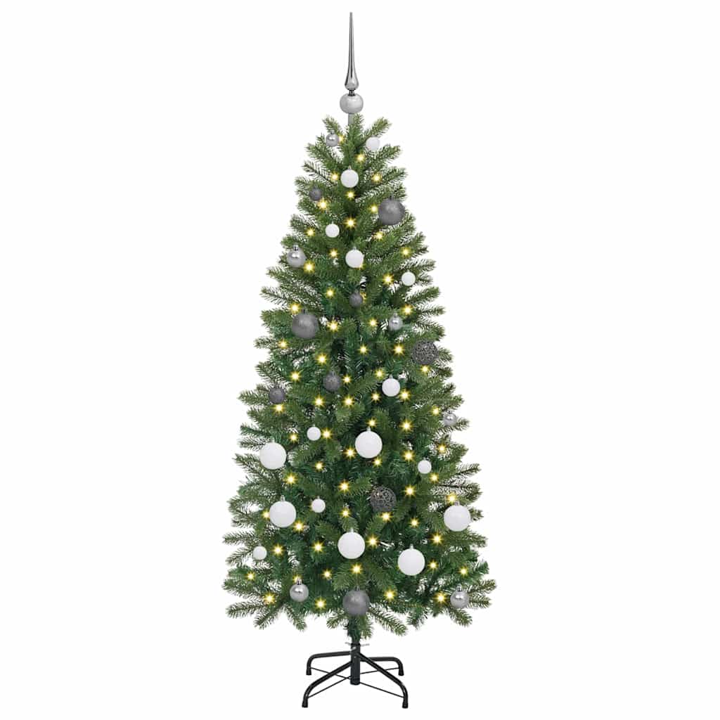 Kunstig juletre med 150 LED med stativ grønn 150 cm PE og PVC