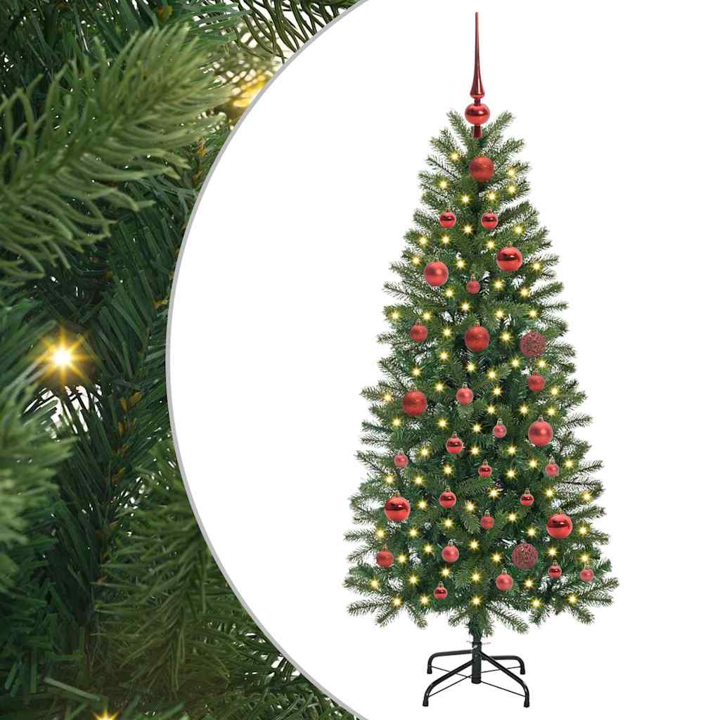 Kunstig juletre med 150 LED med stativ grønn 150 cm PE og PVC