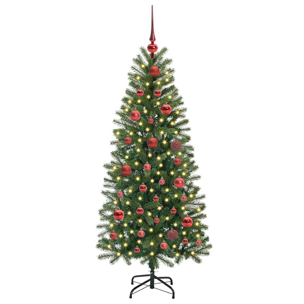 Kunstig juletre med 150 LED med stativ grønn 150 cm PE og PVC