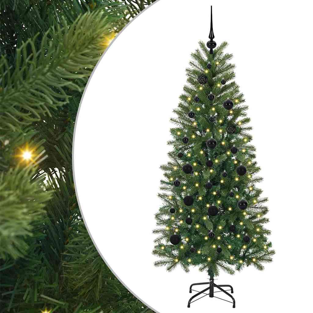 Kunstig juletre med 150 LED med stativ grønn 150 cm PE og PVC