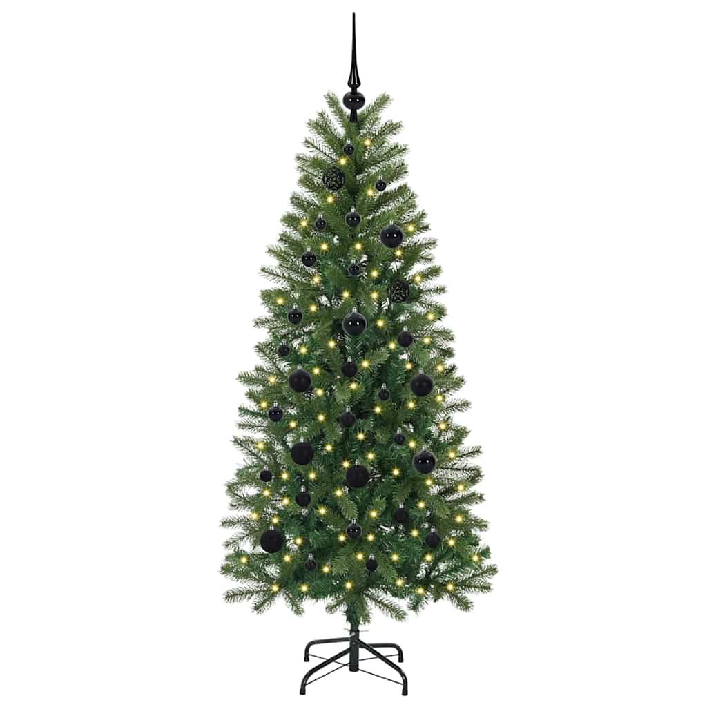 Kunstig juletre med 150 LED med stativ grønn 150 cm PE og PVC