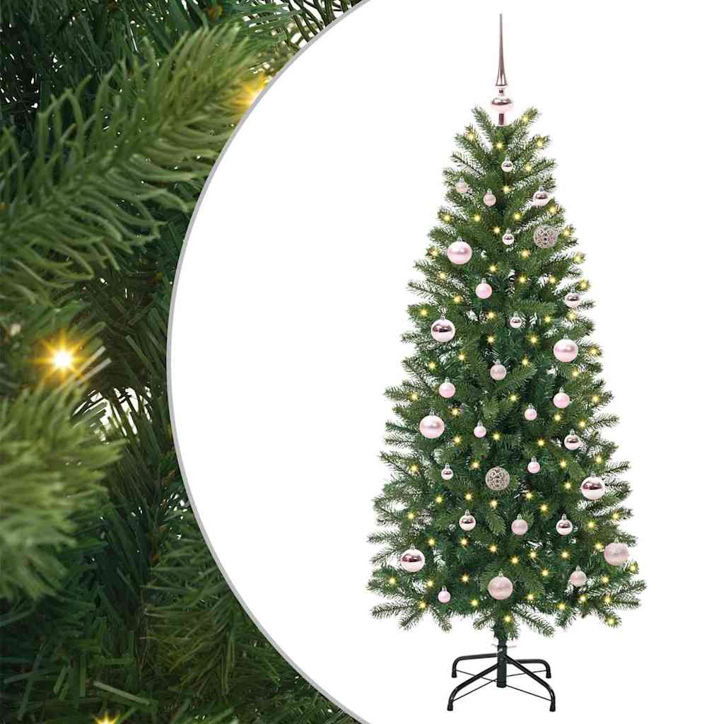 Kunstig juletre med 150 LED med stativ grønn 150 cm PE og PVC