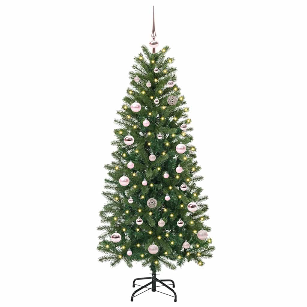 Kunstig juletre med 150 LED med stativ grønn 150 cm PE og PVC