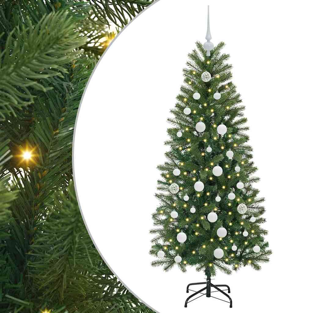 Kunstig juletre med 150 LED med stativ grønn 150 cm PE og PVC