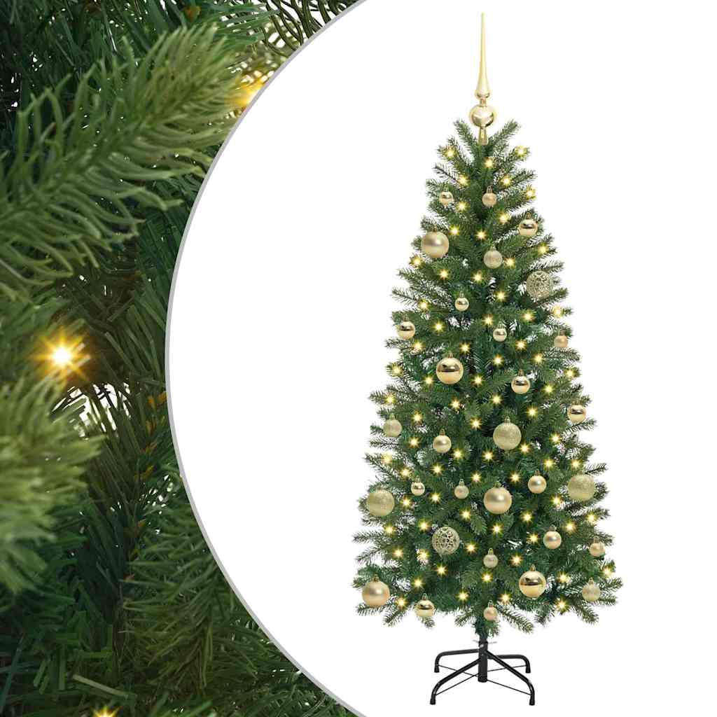 Kunstig juletre med 150 LED med stativ grønn 150 cm PE og PVC