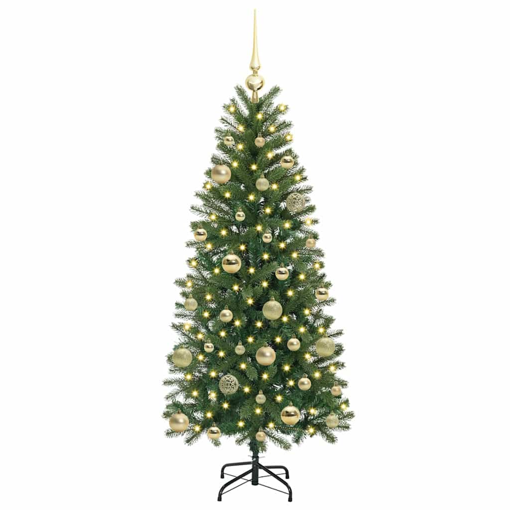 Kunstig juletre med 150 LED med stativ grønn 150 cm PE og PVC