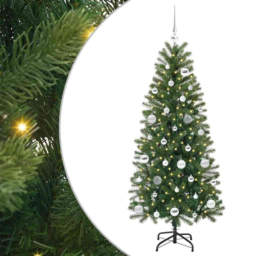 Kunstig juletre med 150 LED med stativ grønn 150 cm PE og PVC