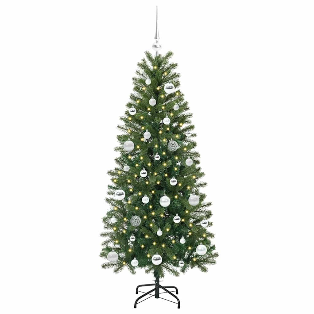 Kunstig juletre med 150 LED med stativ grønn 150 cm PE og PVC