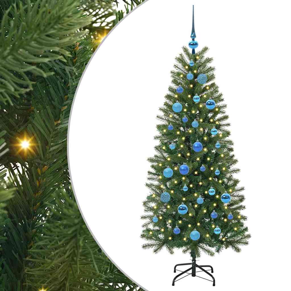 Kunstig juletre med 150 LED med stativ grønn 150 cm PE og PVC
