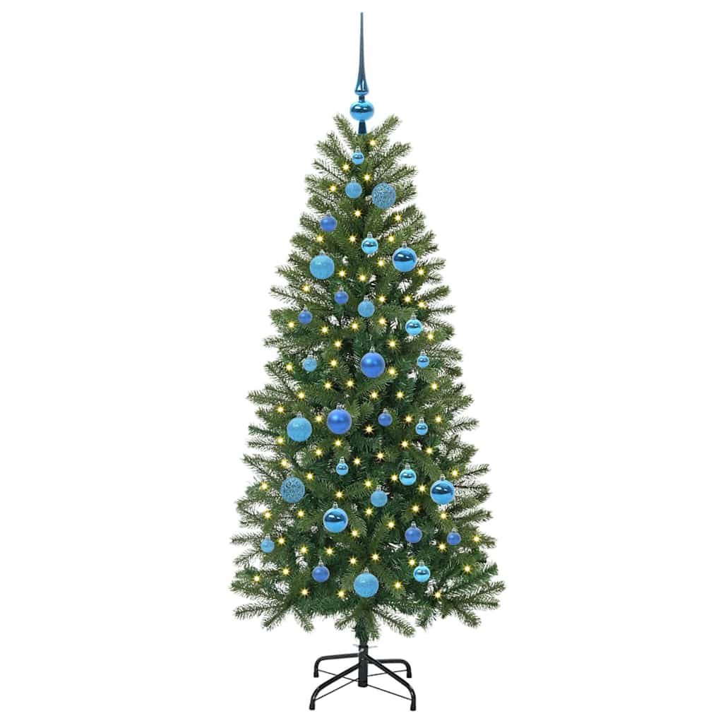 Kunstig juletre med 150 LED med stativ grønn 150 cm PE og PVC
