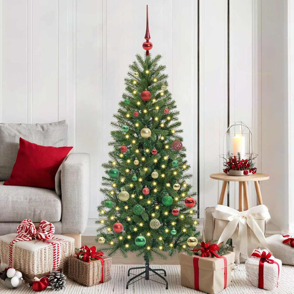 Kunstig juletre med 150 LED med stativ grønn 150 cm PE og PVC