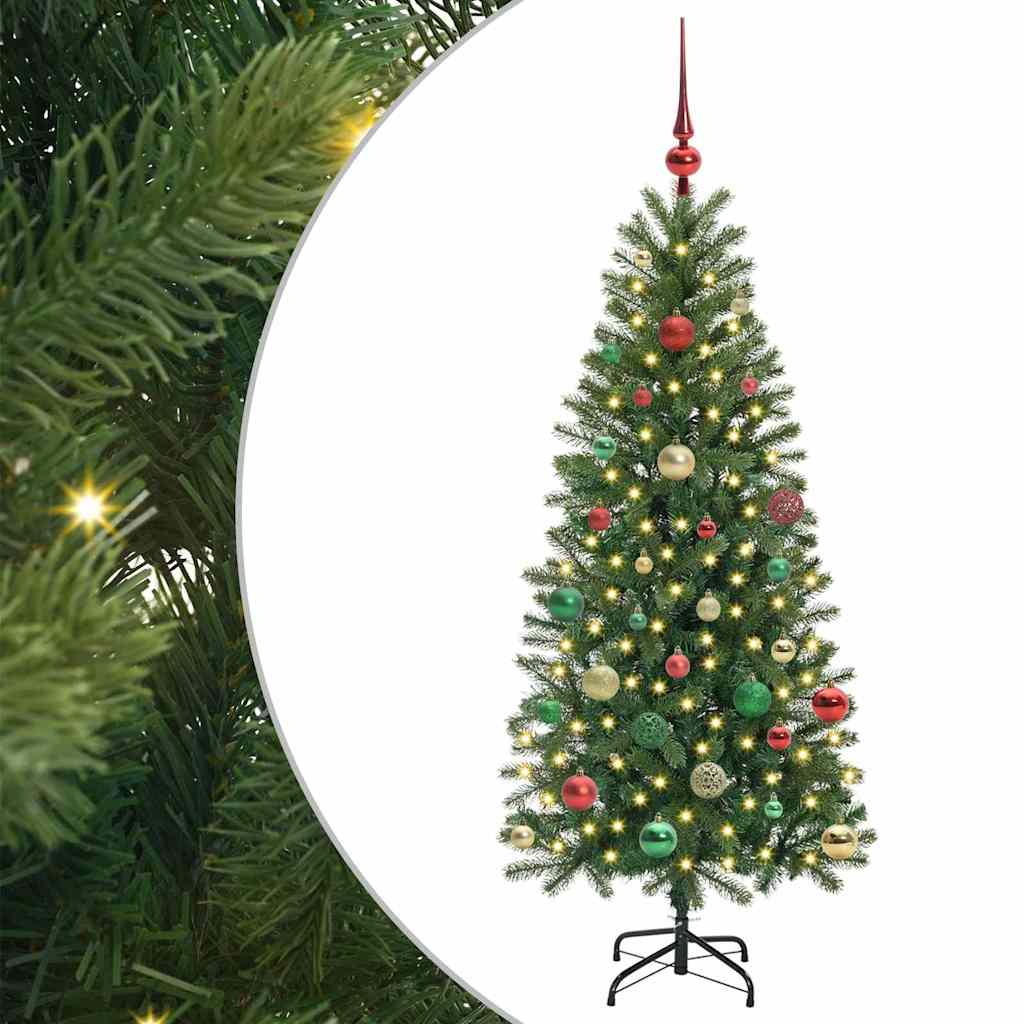 Kunstig juletre med 150 LED med stativ grønn 150 cm PE og PVC