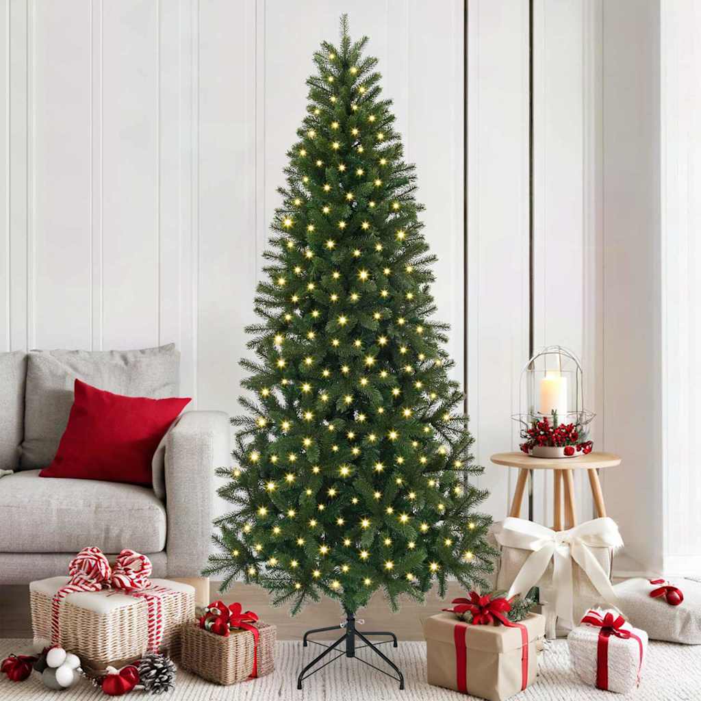 Kunstig juletre med 300 LED med stativ grønn 180 cm PE og PVC