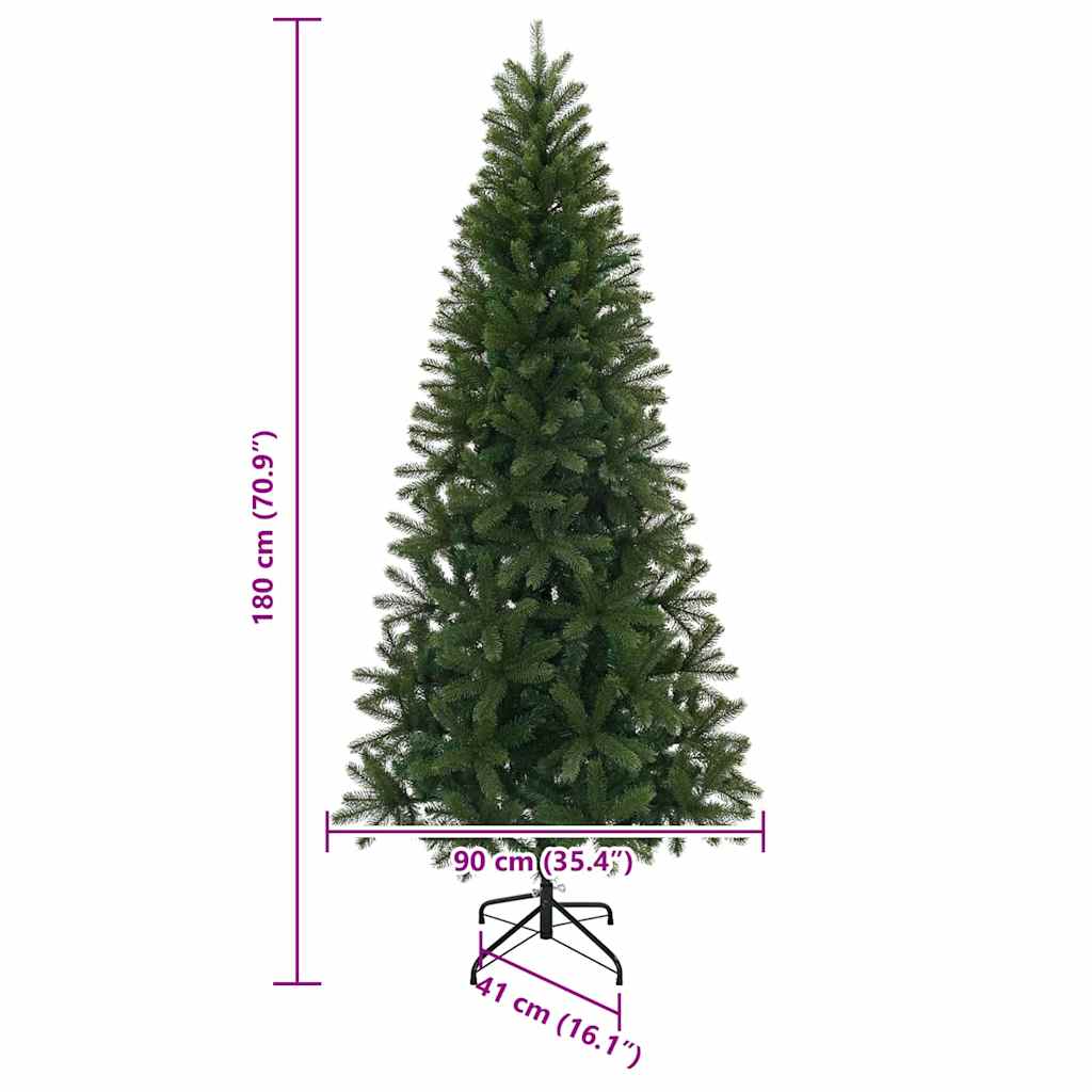 Kunstig juletre med 300 LED med stativ grønn 180 cm PE og PVC