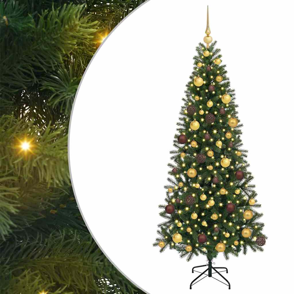 Kunstig juletre med 300 LED med stativ grønn 180 cm PE og PVC