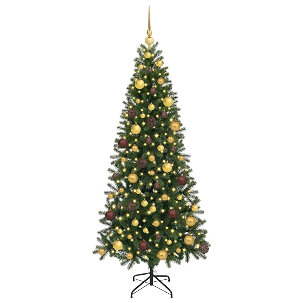 Kunstig juletre med 300 LED med stativ grønn 180 cm PE og PVC