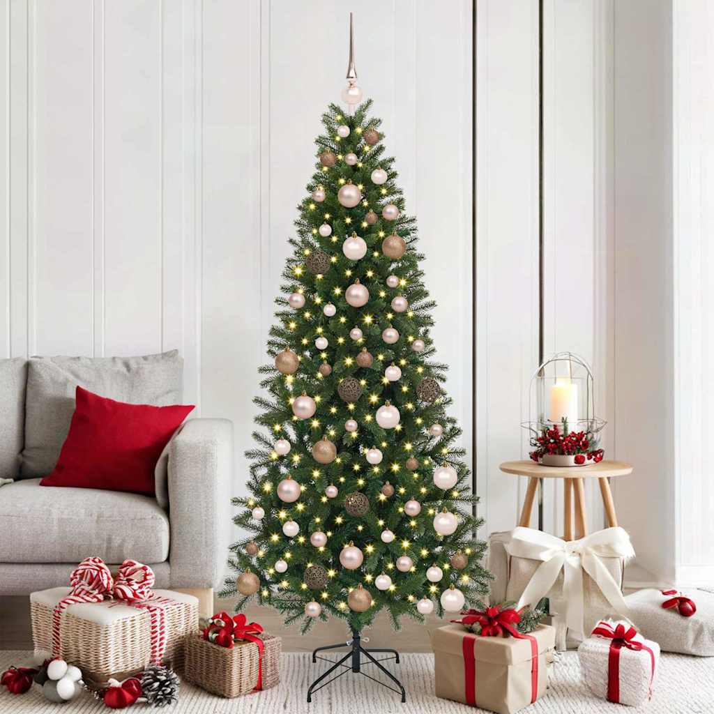 Kunstig juletre med 300 LED med stativ grønn 180 cm PE og PVC