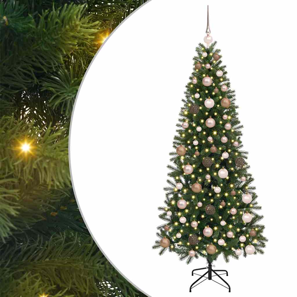Kunstig juletre med 300 LED med stativ grønn 180 cm PE og PVC