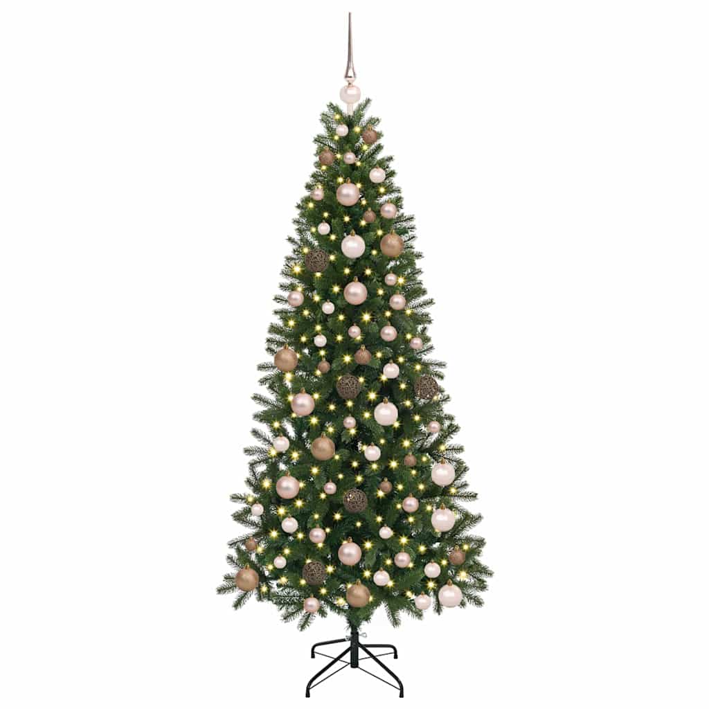 Kunstig juletre med 300 LED med stativ grønn 180 cm PE og PVC