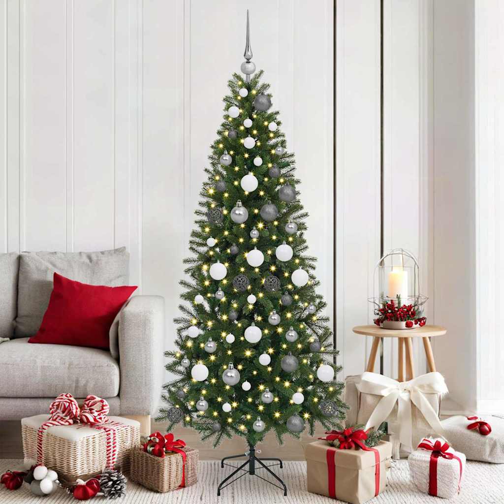 Kunstig juletre med 300 LED med stativ grønn 180 cm PE og PVC