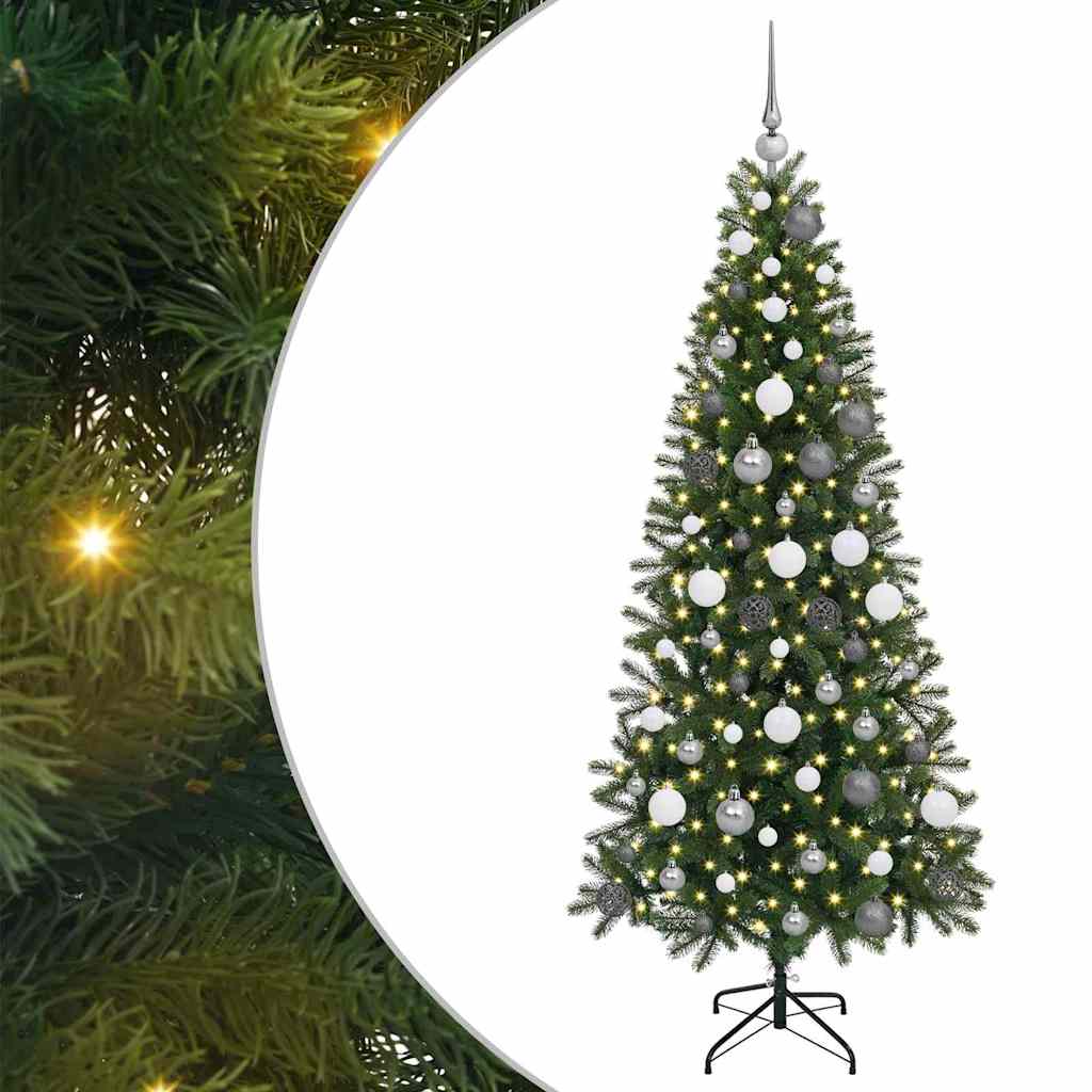 Kunstig juletre med 300 LED med stativ grønn 180 cm PE og PVC