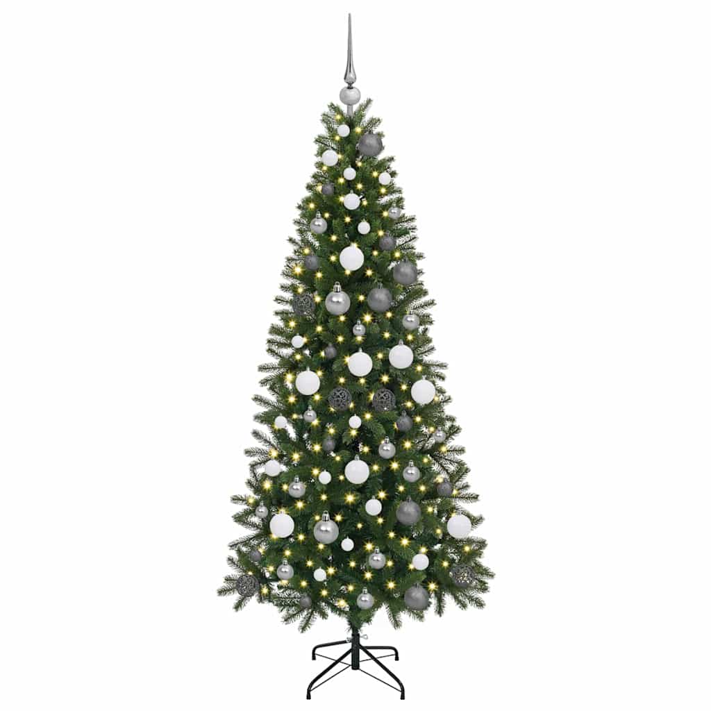 Kunstig juletre med 300 LED med stativ grønn 180 cm PE og PVC