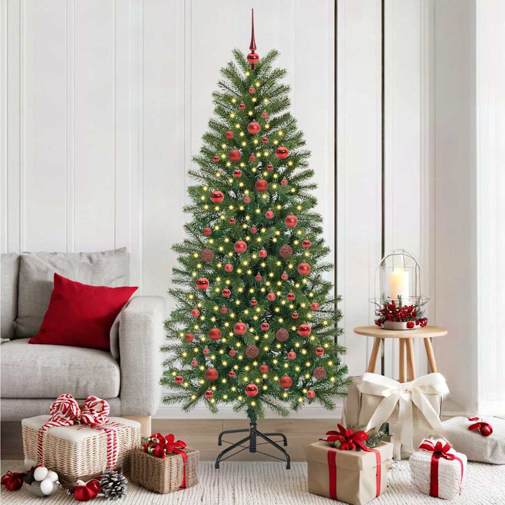 Kunstig juletre med 300 LED med stativ grønn 180 cm PE og PVC