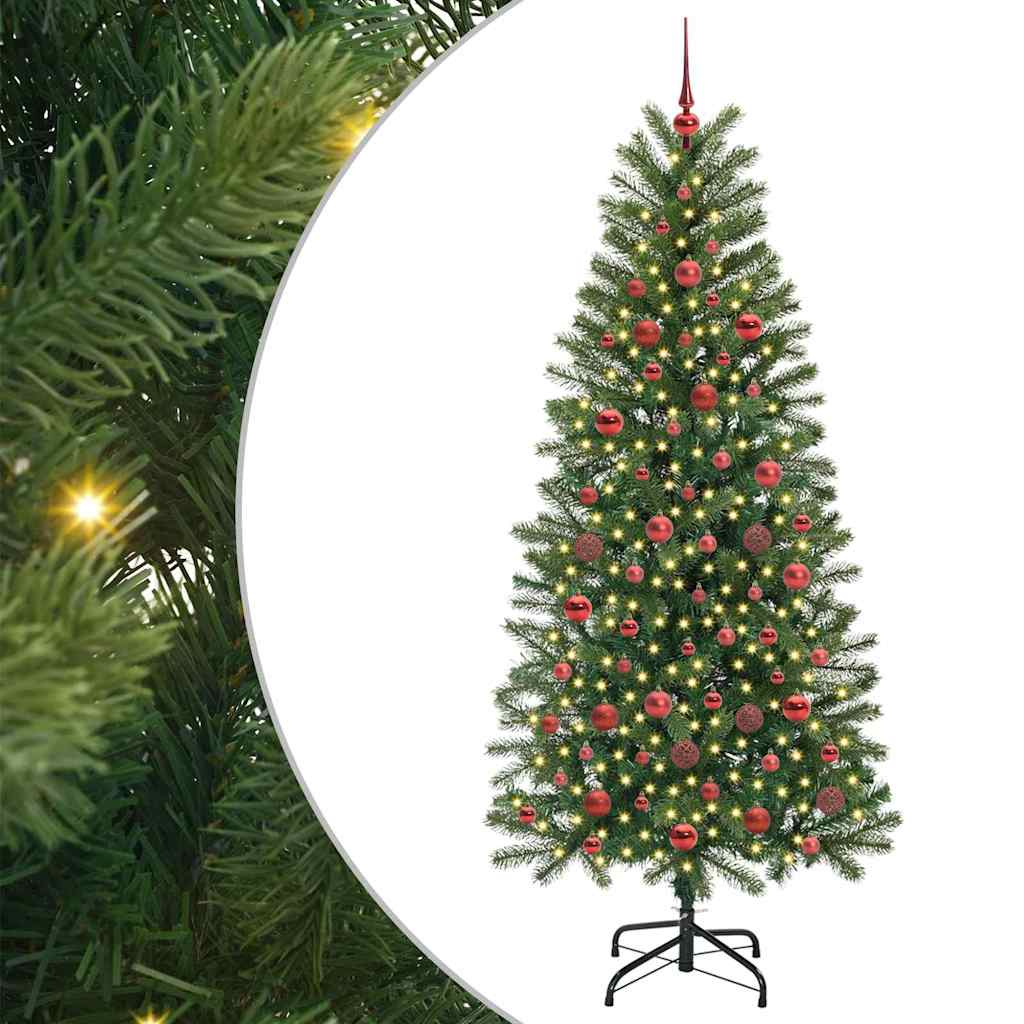 Kunstig juletre med 300 LED med stativ grønn 180 cm PE og PVC