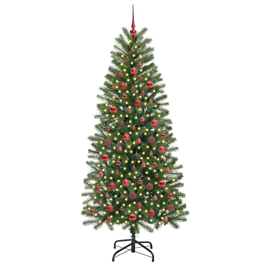 Kunstig juletre med 300 LED med stativ grønn 180 cm PE og PVC