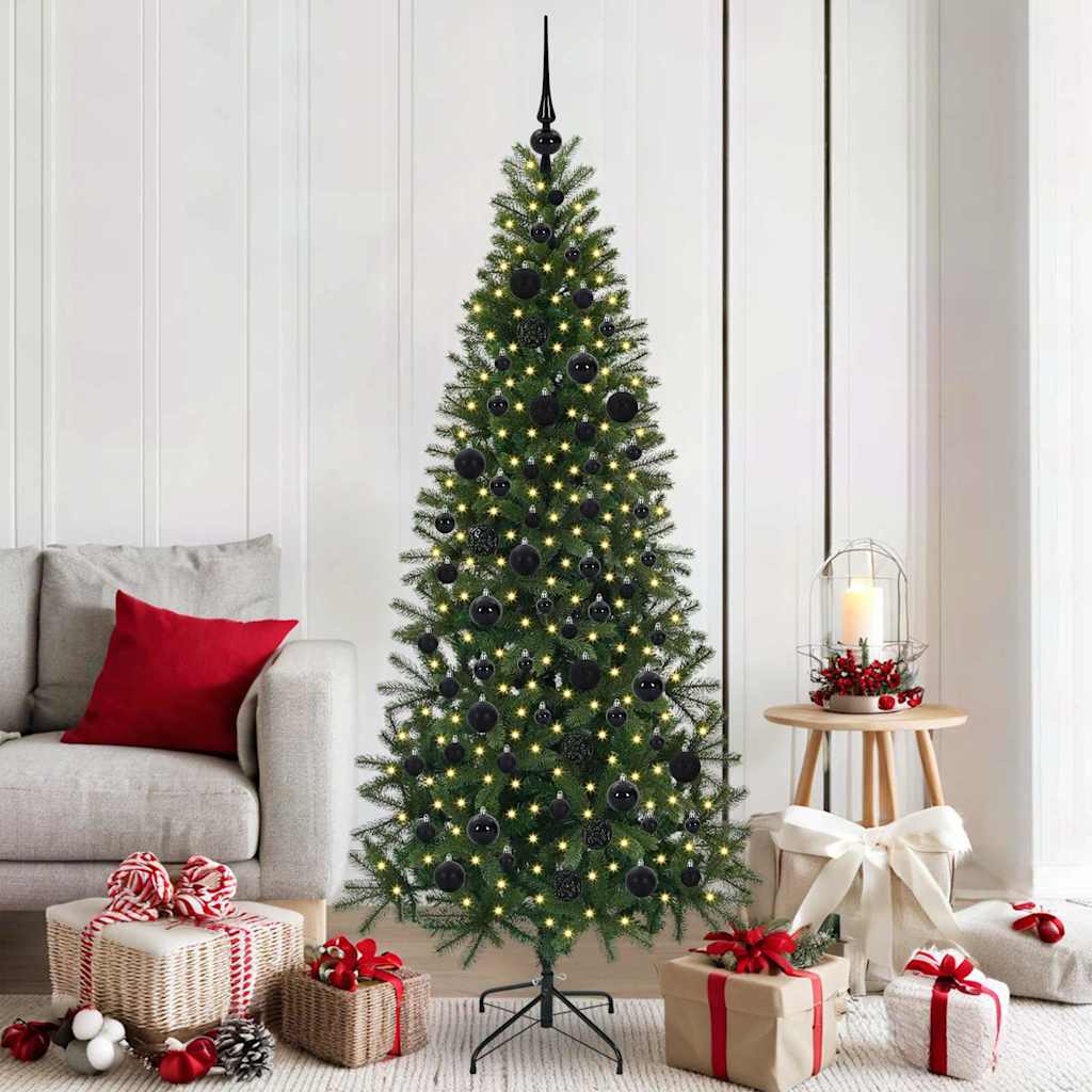 Kunstig juletre med 300 LED med stativ grønn 180 cm PE og PVC