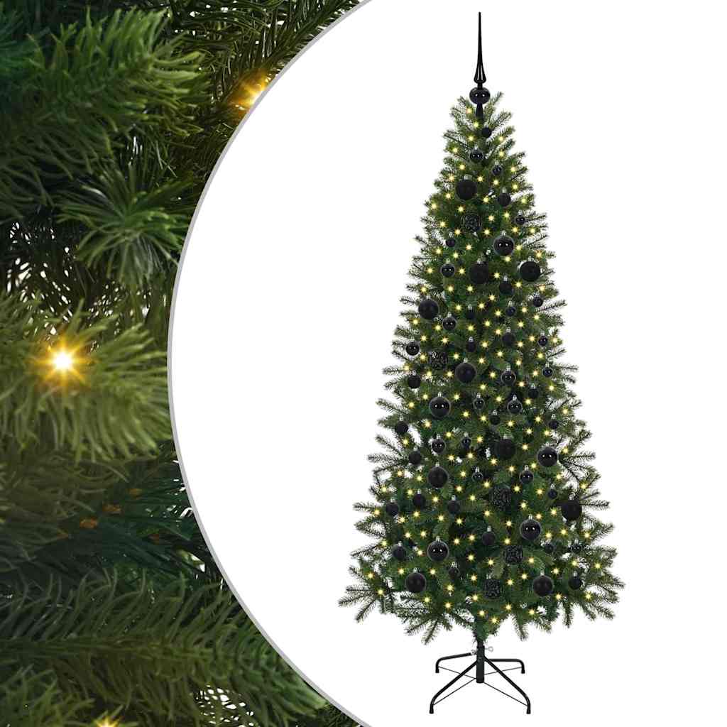 Kunstig juletre med 300 LED med stativ grønn 180 cm PE og PVC