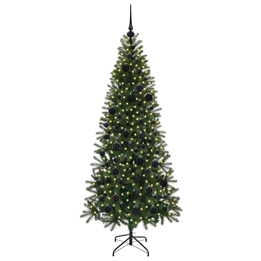 Kunstig juletre med 300 LED med stativ grønn 180 cm PE og PVC
