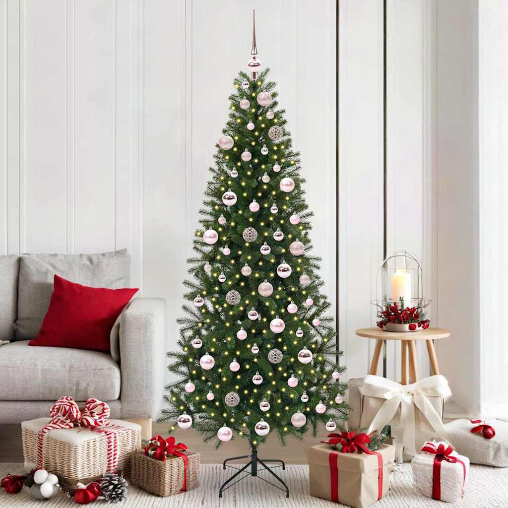 Kunstig juletre med 300 LED med stativ grønn 180 cm PE og PVC