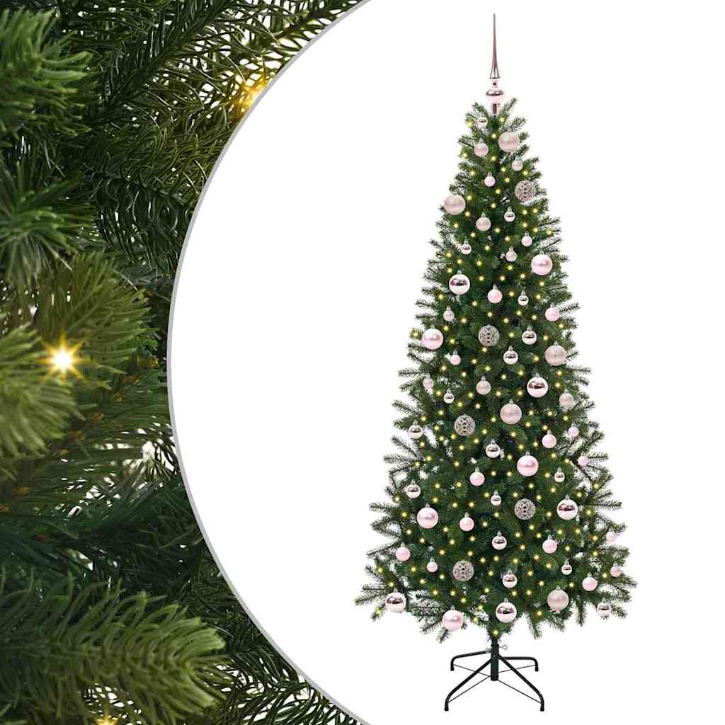 Kunstig juletre med 300 LED med stativ grønn 180 cm PE og PVC