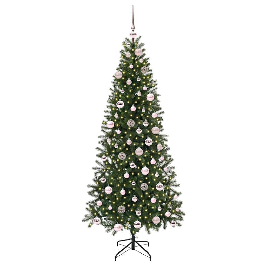 Kunstig juletre med 300 LED med stativ grønn 180 cm PE og PVC