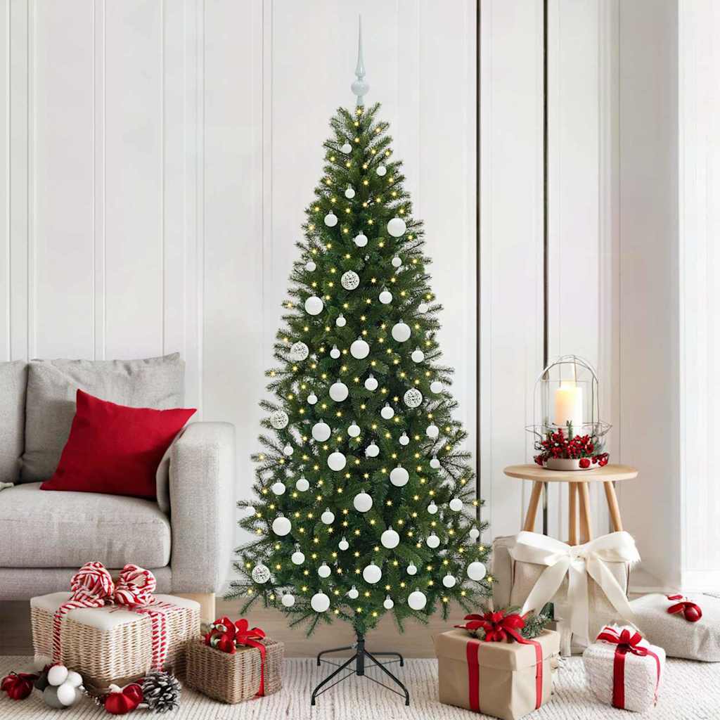 Kunstig juletre med 300 LED med stativ grønn 180 cm PE og PVC