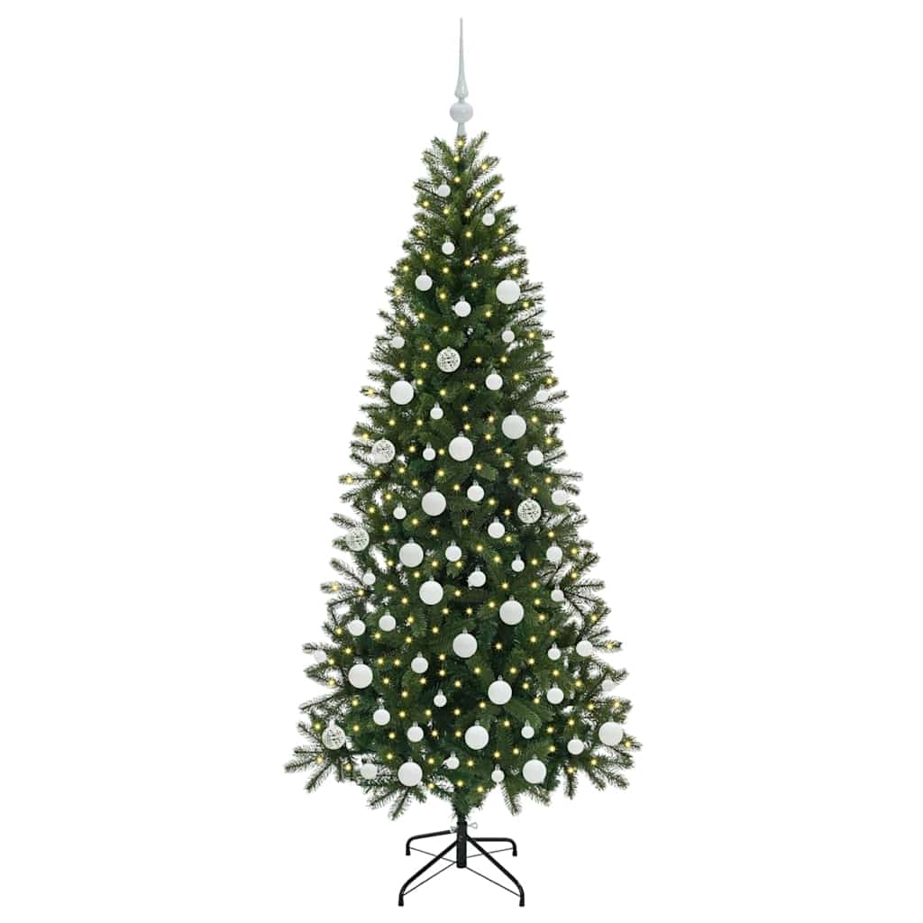Kunstig juletre med 300 LED med stativ grønn 180 cm PE og PVC